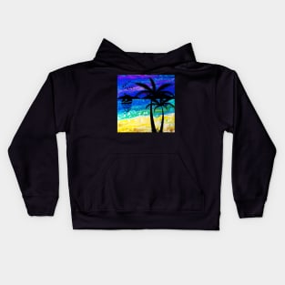 Tropical Island Landscape Fluid Art Design Kids Hoodie